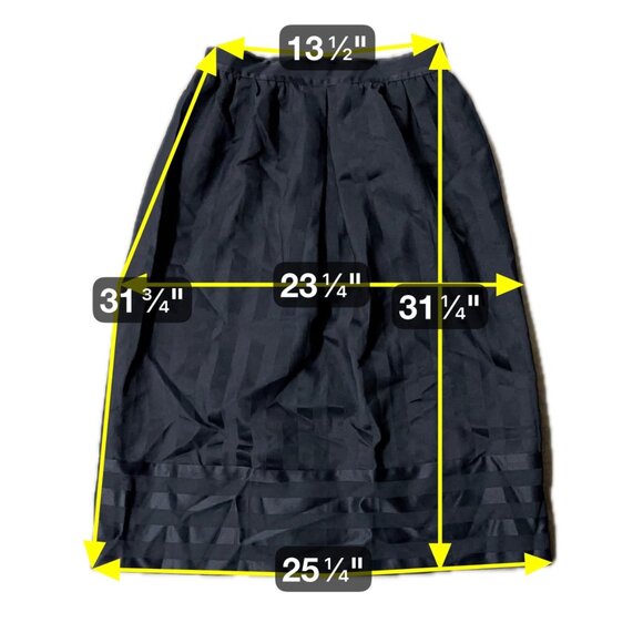 Vintage Black Skirt Striped Midi Kayo Of California USA 1980s Retro Size 13/14 - Picture 7 of 7